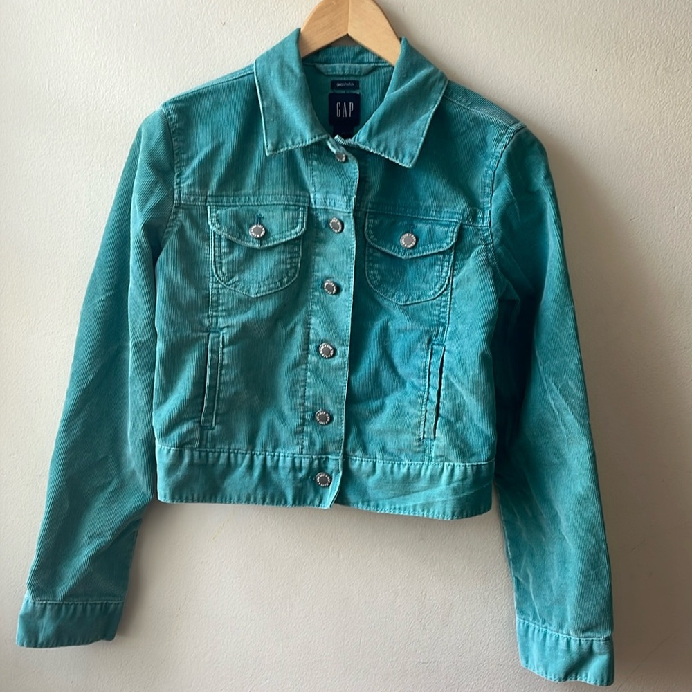 Vintage Corduroy Turquoise Cropped GAP Jacket